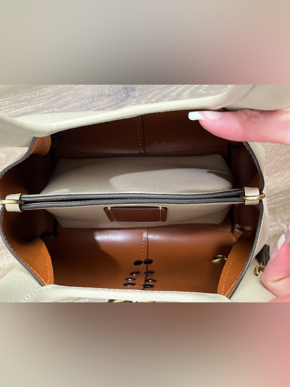 Coach Lana Shoulder Bag 23 In Ivory with Bow Accents - Picture 7 of 11